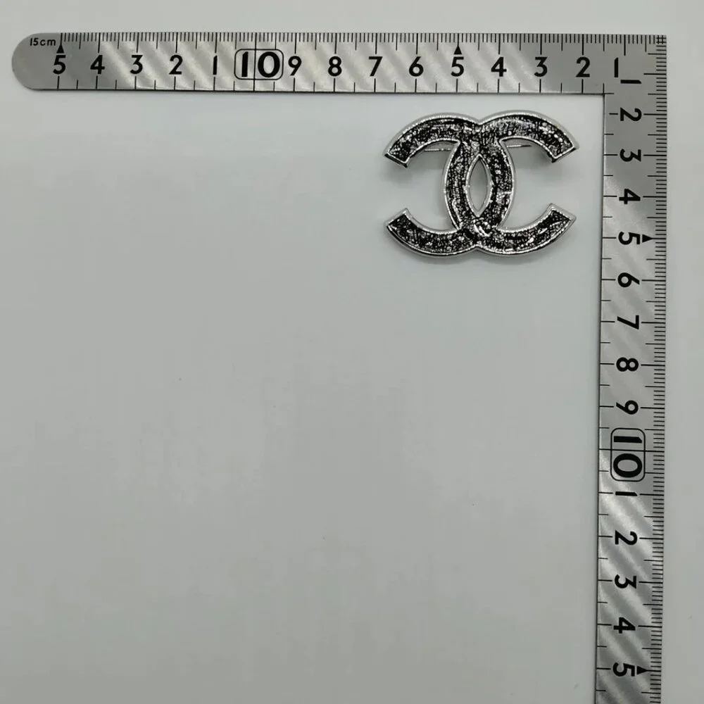Chanel Brooch Pin Silver Black B24 B 597-051025
